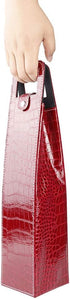 Wine Tote Bag, 1 Bottle PU Reusable Leather Insulated Carrier for Champagne, Beer Gift Bags (Red)