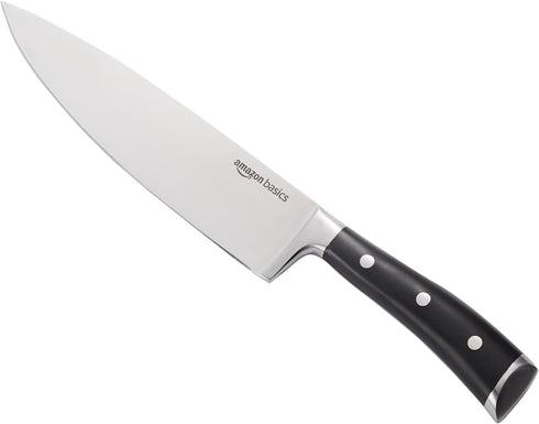 Amazon Basics Classic 8-Inch Chef s Knife with Three Rivets, Silver
