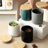 Pure Color Sugar Bowl, Candy Dish Storage Pot with Wooden Seal Lid