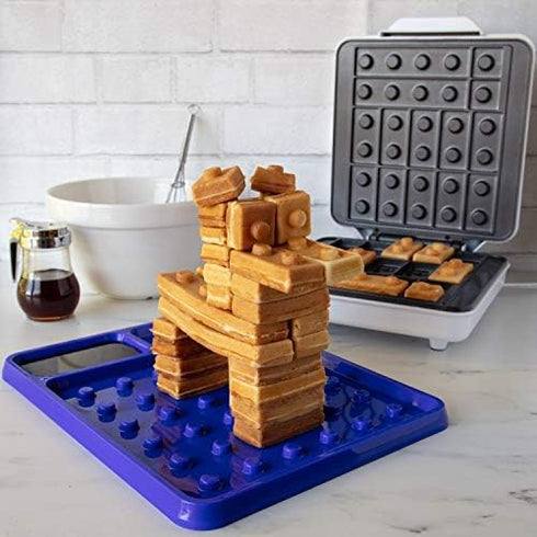 Brick Building Construction Eating Plate - Stack & Build Your Brick-Shaped Waffles on Fun Novelty Plate - as Seen on Kickstarter - Fun Gift, Waffle Maker Not Included