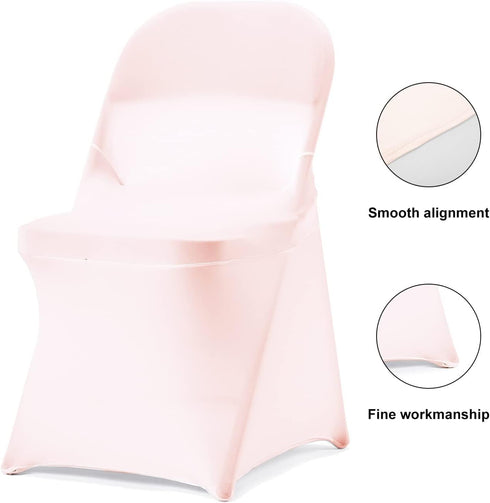 bricia 6 PCS Blush Pink Stretch Spandex Folding Chair Slipcovers, Dining Room Chair Covers Stretch Chair Slipcovers
