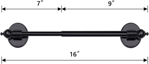 Magnetic Curtain Rods, Multi-Use Adjustable Appliance for Metal Doors/Windows, 9-16 Inch, Black, 2 Pack