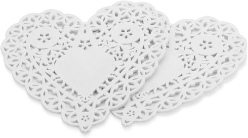 Hygloss 100 Pcs Heart Doilies, 4-Inch White Paper, Ideal for Valentine Crafts & Table Settings