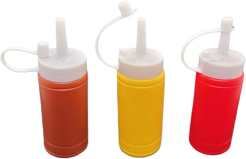 3 Set 4 oz (1 Set) Handy Housewares pc Condiment Squeeze Bottles - Mini Dispensers for Ketchup, Mustard & BBQ Sauce