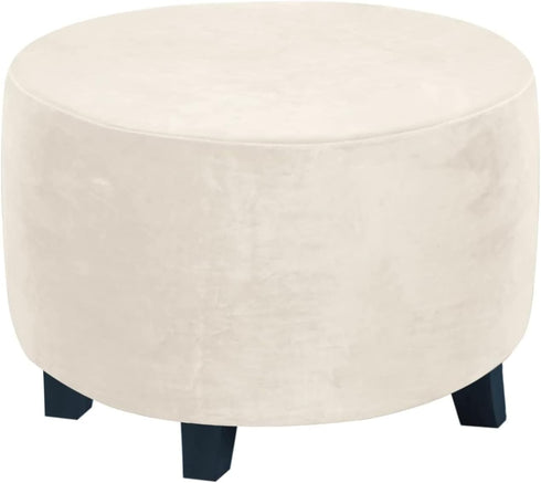 Abeibei Round Ottoman Covers, High Stretchy Ottoman Slipcover Protector for Footrest Foot Stool