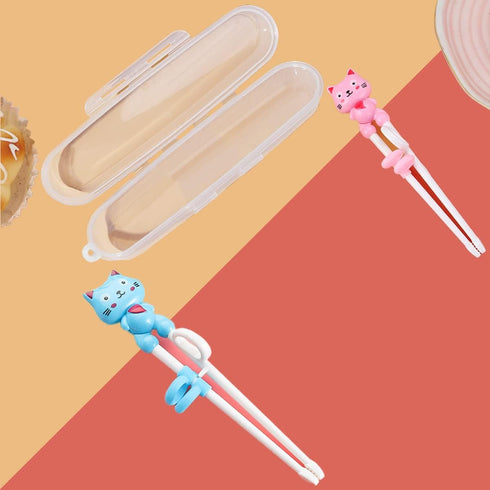 2 Pairs Kids Chopsticks, Cute Animal Cartoon Design, Plastic Training Chopsticks for Kids, Chopstick Helper/Trainer by