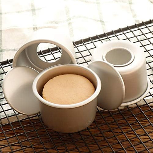 Flunyina Aluminium Mini Round Chiffon Cake Pan, Set of 5