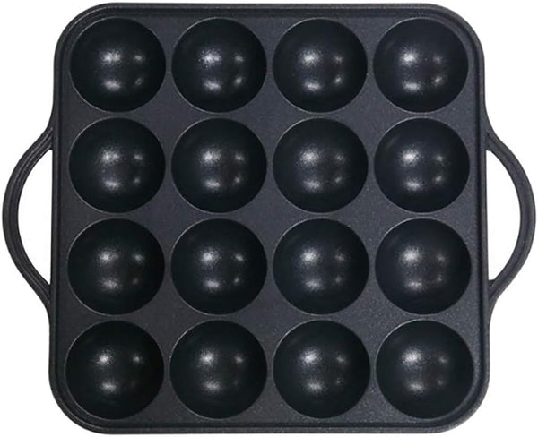 16-Holes Takoyaki Maker Pan Plate, Nonstick Aluminum for Stovetop, 7.7 x 7.7 inches