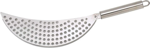 Pan Pot Strainer with Handle, Stainless Steel Hand Held Crescent Drainer for Pasta, Noodles, Fruit, Vegetable
