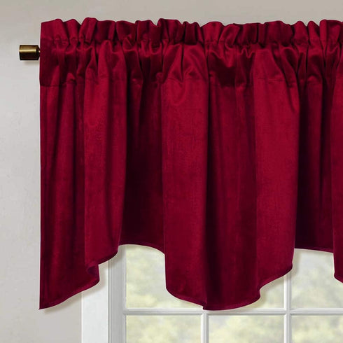 StangH Kitchen Red Scalloped Valance - 18 Inches Stylish Thermal Curtain Tiers for Dining Room/Bay Window