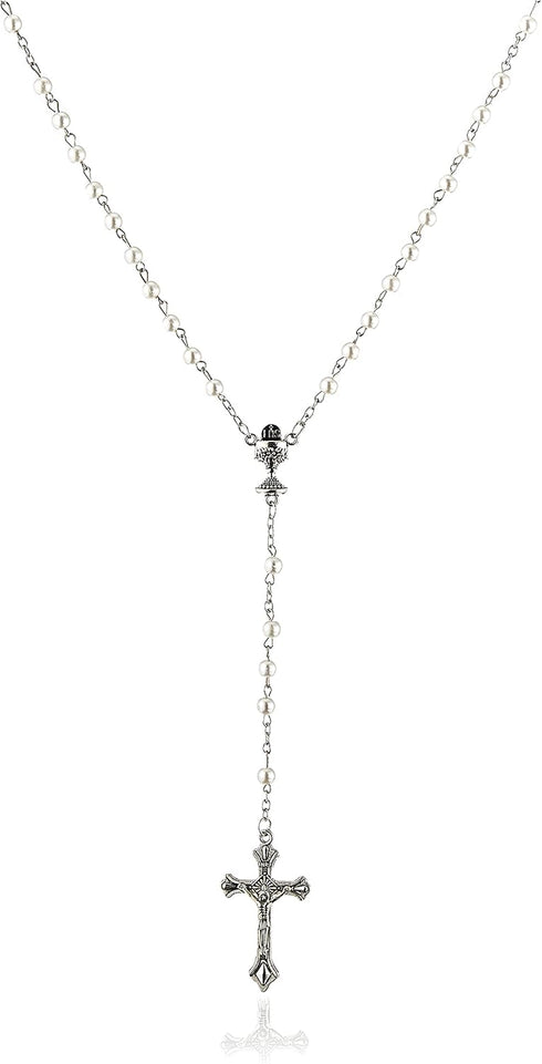 Precious Moments Rosary Box for Girls - First Communion Gift with Pearl-Look Rosary, Faith is The Light That Guides You