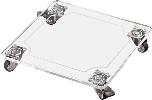 EMCOMS 1PC 10x10 inch 2 150 Lbs Transparent Clear Color Plant Caddy Acrylic Heavy Duty Square Plant Stand with Roller