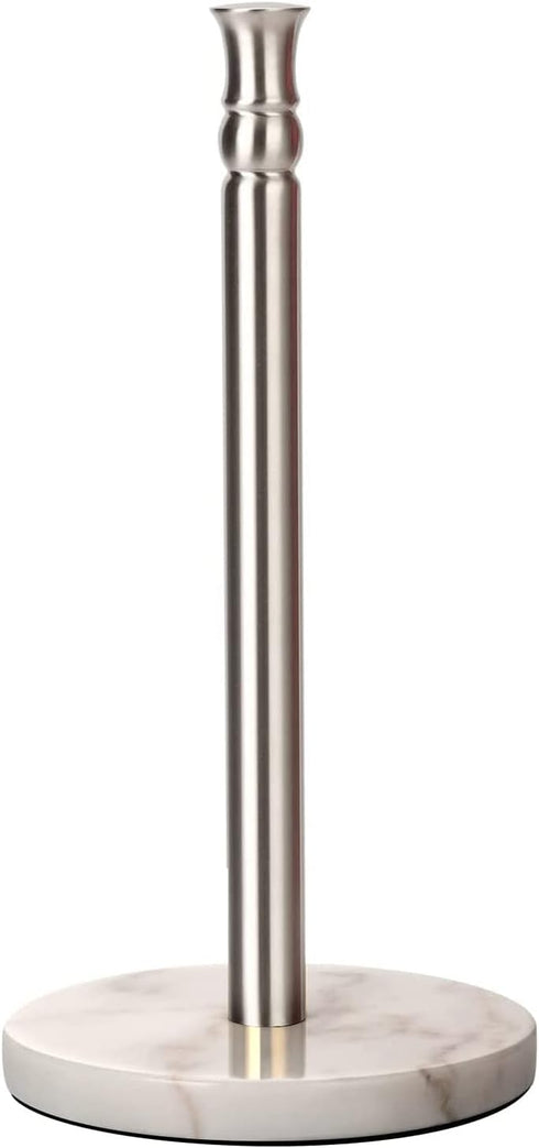 Paper Towel Holder Stand, Heavy Marble Base One-Handed Ripping Countertop Holder, Brushed Nickel Finish