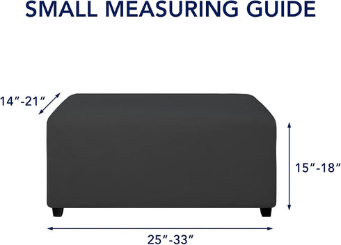 PureFit Super Stretch Ottoman Cover - Soft Form Fit Rectangle Slipcover for Living Room, Dark Gray
