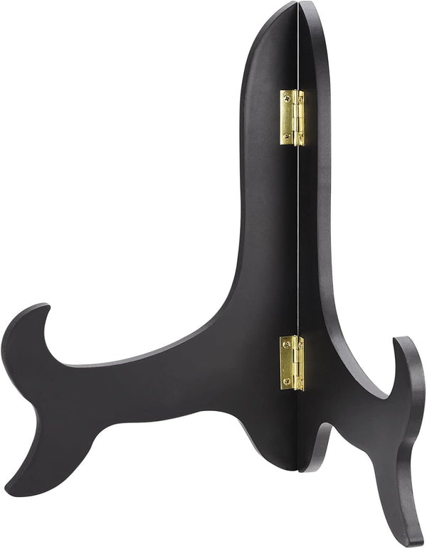 uxcell 10" Wooden Folding Easel Plate Holder, Black Display Stand for Decorative Picture Frame