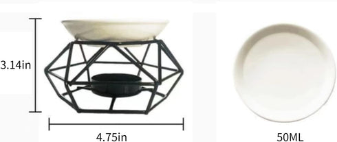 SXCHEN Essential Oil Burner - Ceramic Tealight Wax Candle Burner, Black Metal Aroma Diffuser (Set of 1)