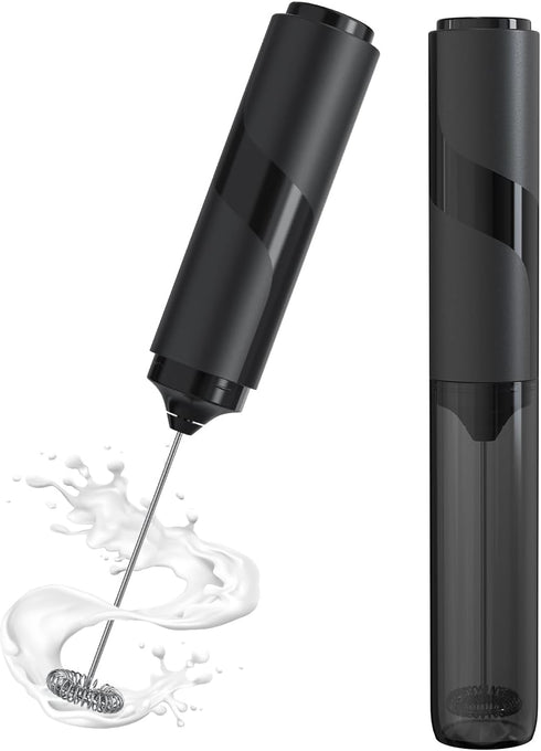 Milk Frother with Cover, Battery Operated Electric Frother, Whisk, Drink Mixer &