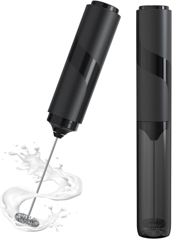 Milk Frother with Cover, Battery Operated Electric Frother, Whisk, Drink Mixer &