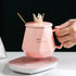 CGHWBEA Pink Coffee Warmer with Mug Set, Electric Beverage Warmer for Desk, Drink Warmer for Cocoa, Tea, Milk