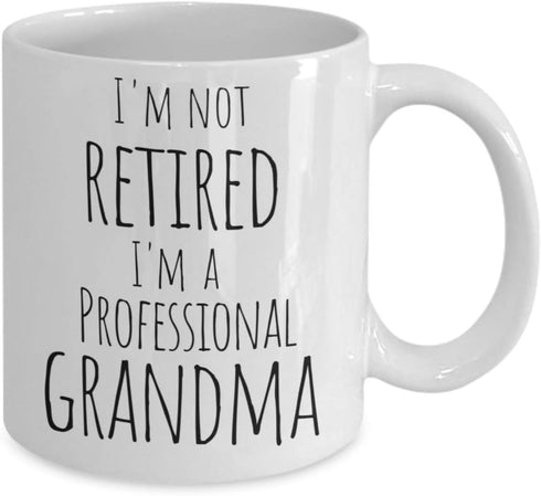 Retired Grandma Coffee Mug, Professional Grandma, 11 oz Retirement Cup from Grandkids, Granddaughter, Grandson