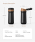Classic Portable French Press Coffee Mug, 12 oz Stainless Steel Coffee Maker with Carry Loop