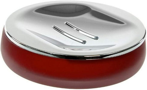Gedy Tiglio Round Red Soap Dish in Glass, Thermoplastic Resin