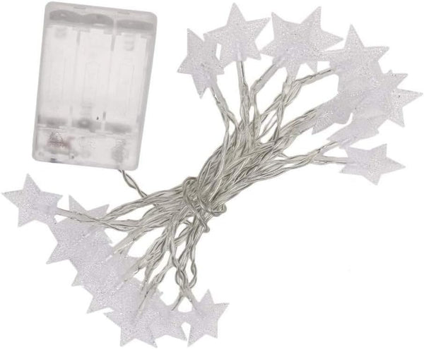 AKOAK Warm White Twinkle Star String Lights,Battery Operated 20 LED Star Shaped Fairy