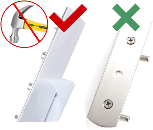 Wall Mounted Coat Hook Rail, Self Adhesive Stainless Steel Hanging Hooks Rack for Hallway Kitchen Storage (2-hook)