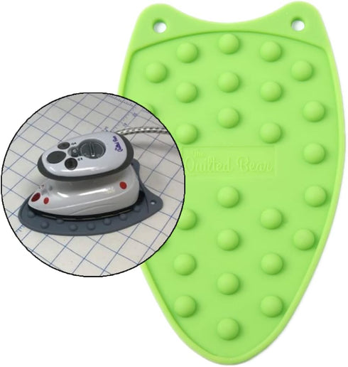 The Quilted Bear Mini Iron Rest, Silicone Heat Resistant Pad for Travel and Mini Quilting Iron Use (Green)