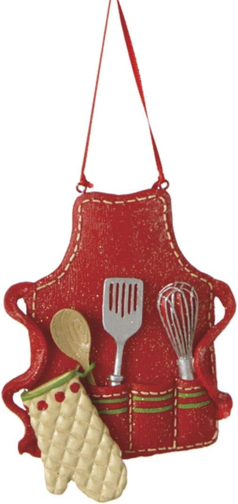 Midwest-CBK Cute Christmas Holiday Pastry Chef Ornament, Red, Medium, 3.5" x 3" Apron
