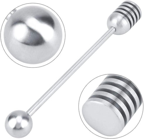 Fdit Solid Stainless Steel Honey Dipper Drizzler Stirrer Spoon Mixing Stick Tool