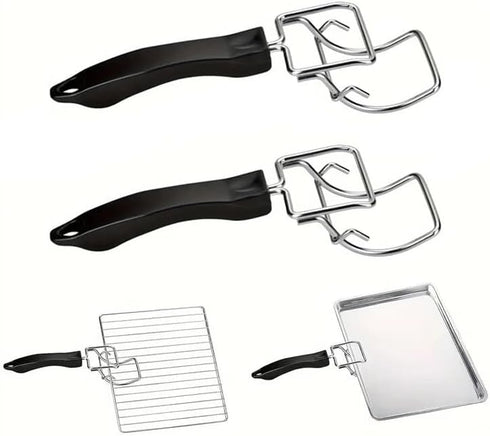 (2-PCs) Air Fryer Convection Toaster Oven Tray Extractor, Grills Clip, Scald Resistant Handle Tool, Durable Oven Tray