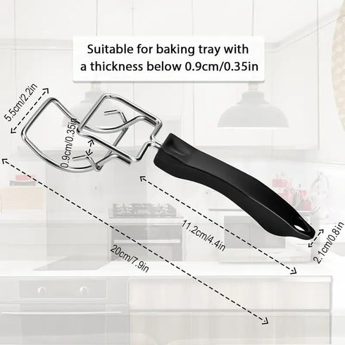 (2-PCs) Air Fryer Convection Toaster Oven Tray Extractor, Grills Clip, Scald Resistant Handle Tool, Durable Oven Tray
