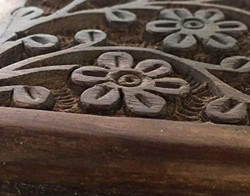 New Age Imports Floral Carved Handmade Wooden Box, 4 x 6 Inches for Jewelry & Small Treasures