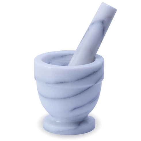 Marble Mortar and Pestle Set, 150ml Unpolished Marble Spice Grinder, Herb Ginder Kitchen Utensil (4"X4")