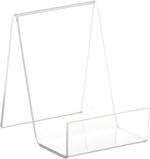 Plymor Clear Acrylic Flat Back Display Easel, 4" H x 3" W x 4" D, 1.5" Box Ledge