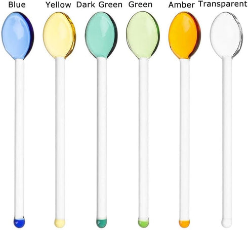 6PCS Colorful Tea Spoons, Long Handle Stirring Spoons for Home Kitchen Glassware