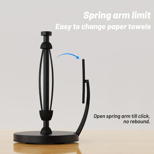 Countertop, VEHHE Paper Towel Holder Black Paper Towel Holder with Spring Activated Arm and Damping Effect, Simply Tear
