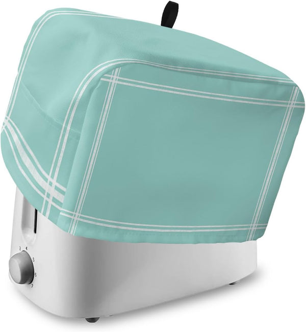 2 Slice Toaster Cover, Solid Teal Color Dustproof Bakeware Protector with Pockets for Small Kitchen Appliances