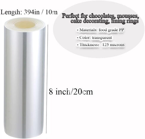 Acetate Cake Collar 8 x 394inch Transparent Cake Rolls, Clear Acetate Sheets Mousse Chocolate Collar Acetate Roll for Baking Surrounding Edge Decorating