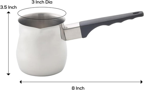 Fino Stainless Steel Turkish Coffee Pot - Professional 18/8 Warmer for Stovetop Beverages, 12-Ounce