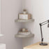 Set 2 vidaXL Wall Corner Shelf of Concrete Grey Honeycomb MDF, Metal