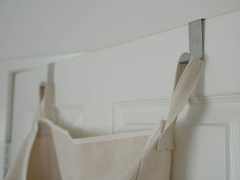 Laundry Collector, Door Hanging Laundry Hamper with Hooks, 65 Liters, Beige