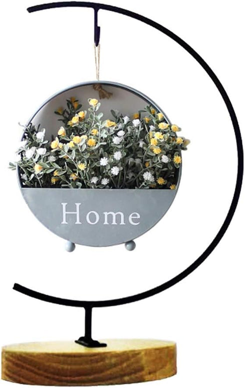 Archi G-Shaped Ornament Display Stand, Iron Pothook Stand for Hanging Glass Terrarium/Picture with Wood Base