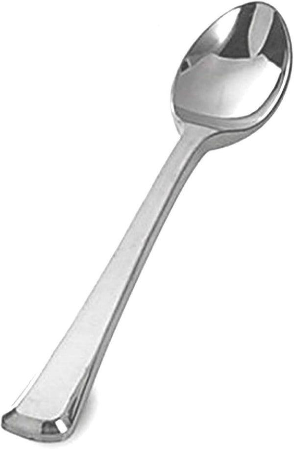 Zappy 100 Silver Mini Plastic Spoons - 3.75" Dessert & Ice Cream Spoons