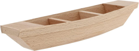 Kisangel 1pc Unfinished Miniature Wooden Boat - Wooden Row Boat with Oars, Outdoor Toys, Child Shelf Model