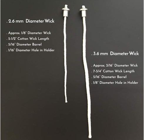 Firefly Fuels Small 5/16” Aluminum Wick Holders - 10-Pack with 2.6mm Cotton Wicks for Oil Lamps