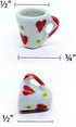 Inch 10 Set ChangThai Design Very Tiny White Red Hearts Ceramic Coffee Mug Pieces - Miniature Tableware Cup Tray Bowl