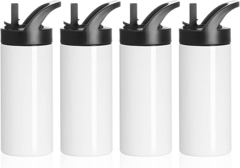 PYD Life 16 OZ Sublimation Sports Kids Water Bottle Blanks, 4 Pack Stainless Steel Vacuum Flask with Sippy Lid