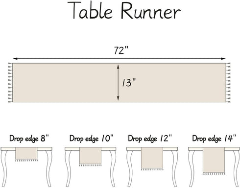 Decorations-Ivory-14 x72, 4-6 Table Runner, Rustic Farmhouse Linen Waterproof Table Runners for Holiday Party, Dresser